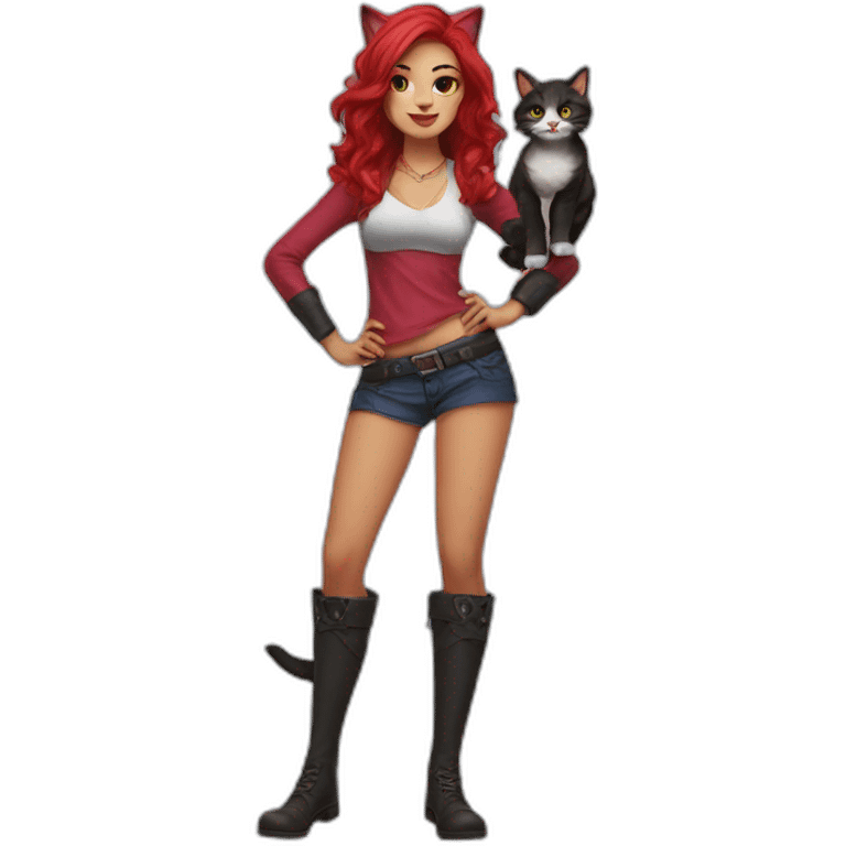 felina Katarina posing legs with cat emoji