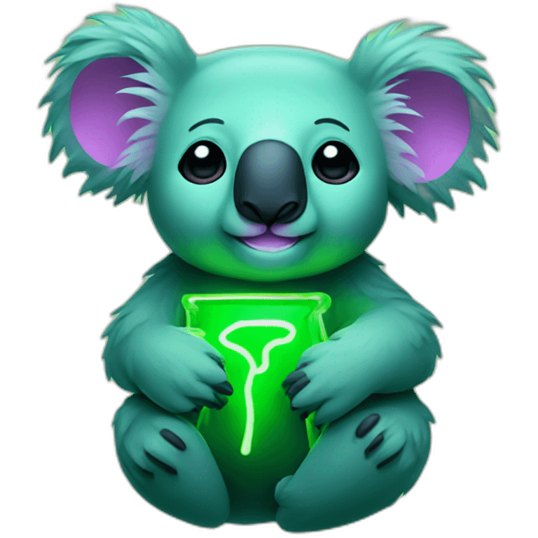 green Neon sign of koala emoji