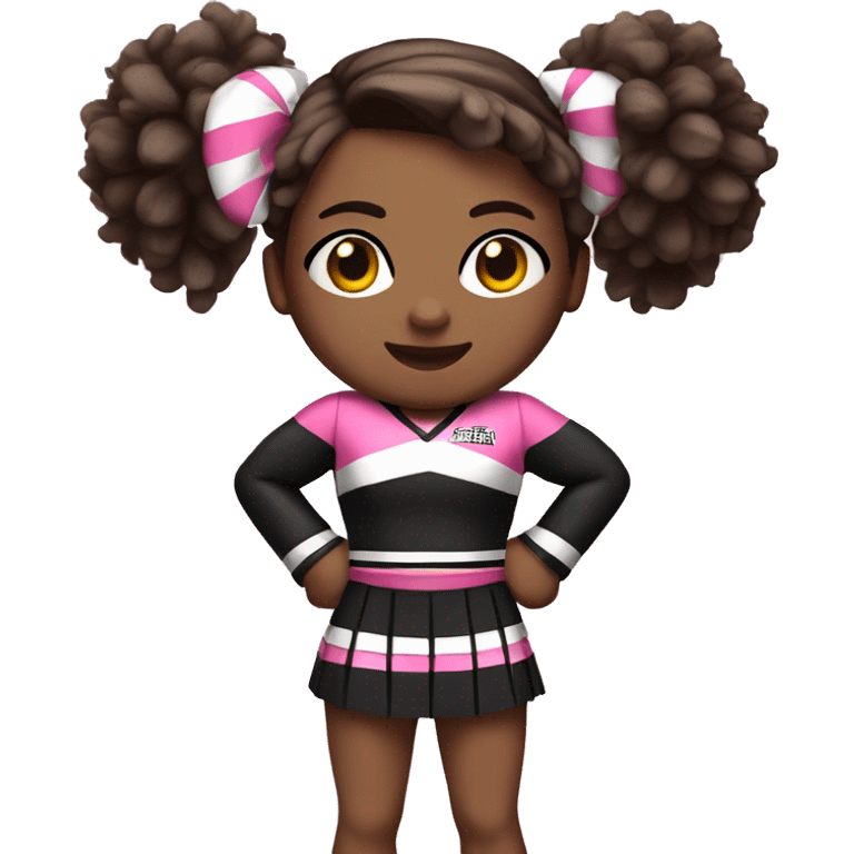 Cheerleader in black and pink kit white skin and brown straight hair full body with pompons  emoji