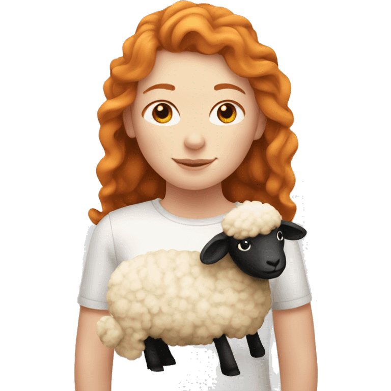 Ginger girl with a sheep  emoji