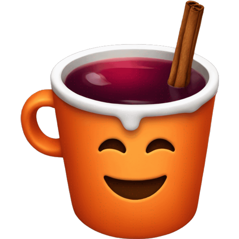 Mulled wine in orange in a craft cup  emoji