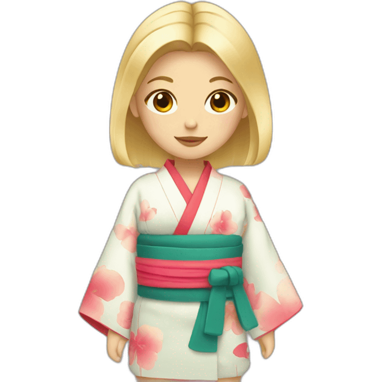 blonde girl in kimono emoji