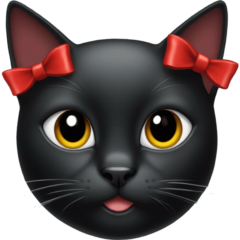 Black cat with a red bow emoji