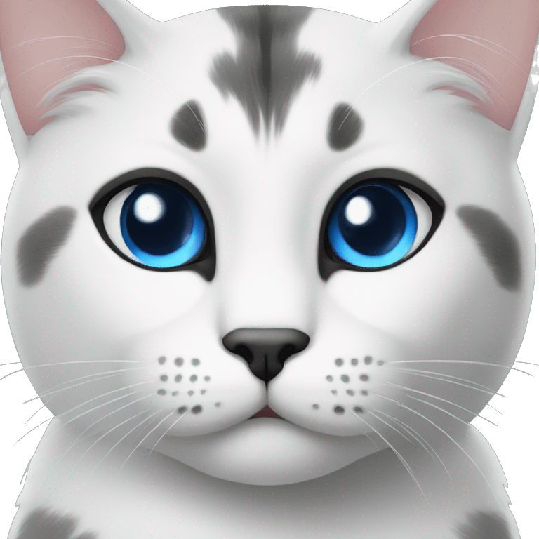 White and black blue eyes cat emoji