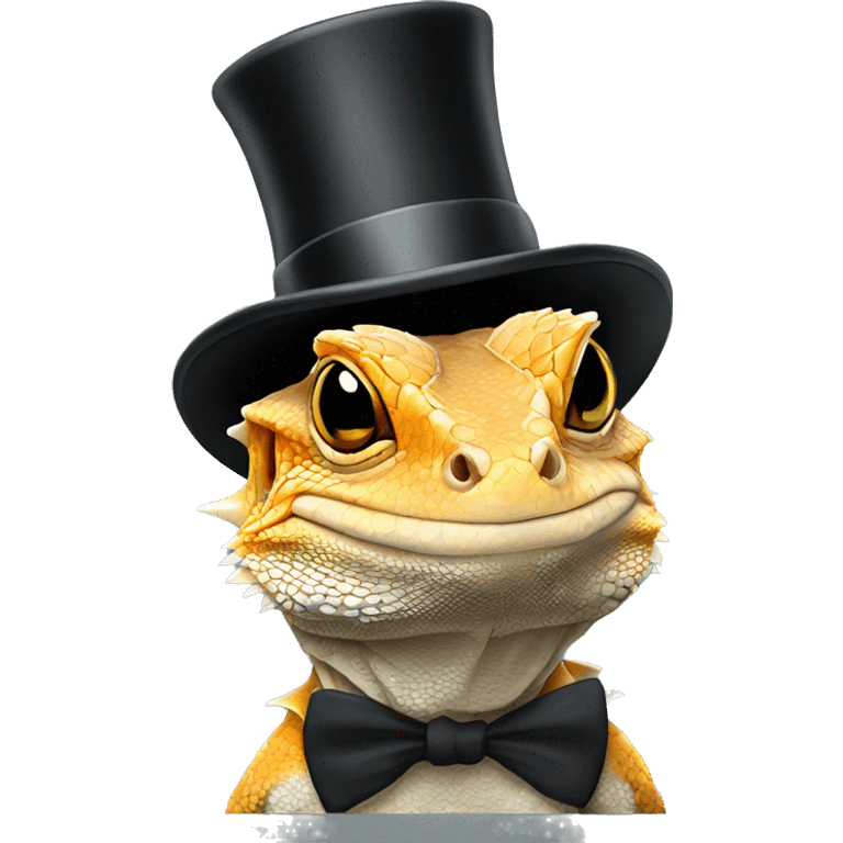 Bearded dragon with top hat  emoji