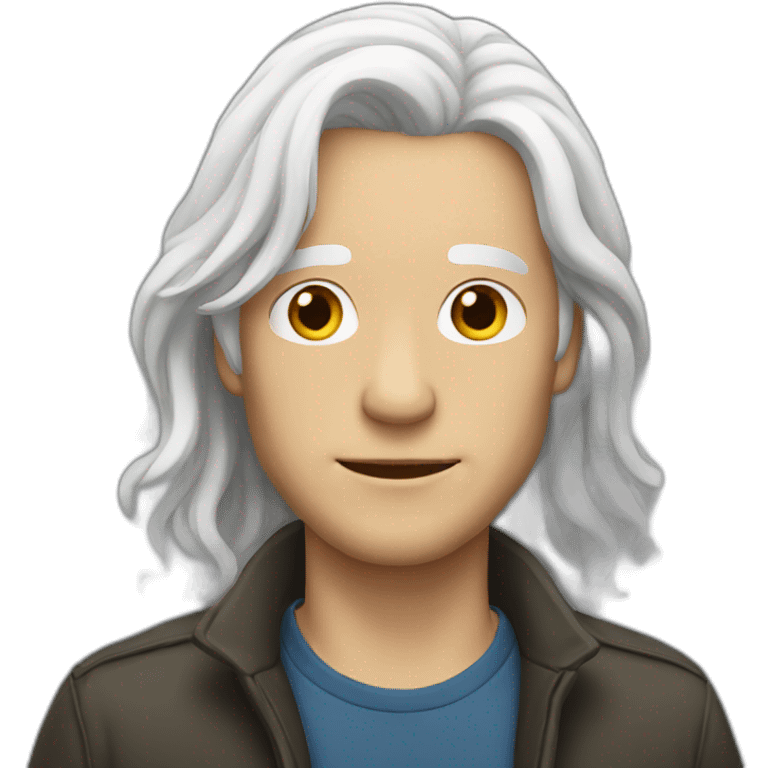 White hair guy with long hair emoji