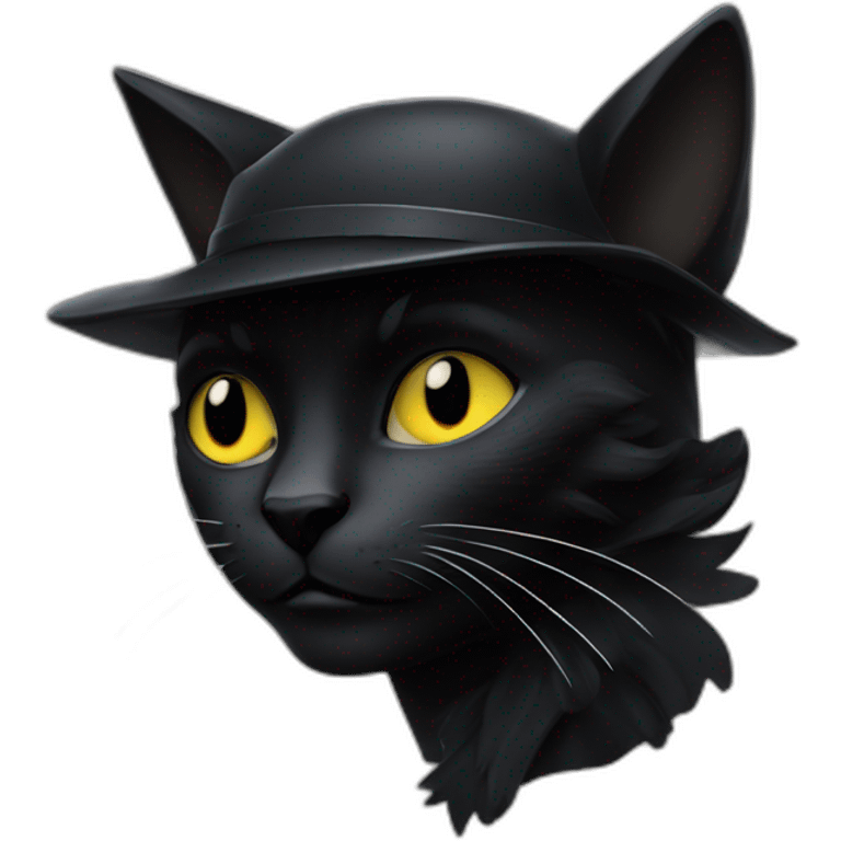 Chat noir avec une plume emoji