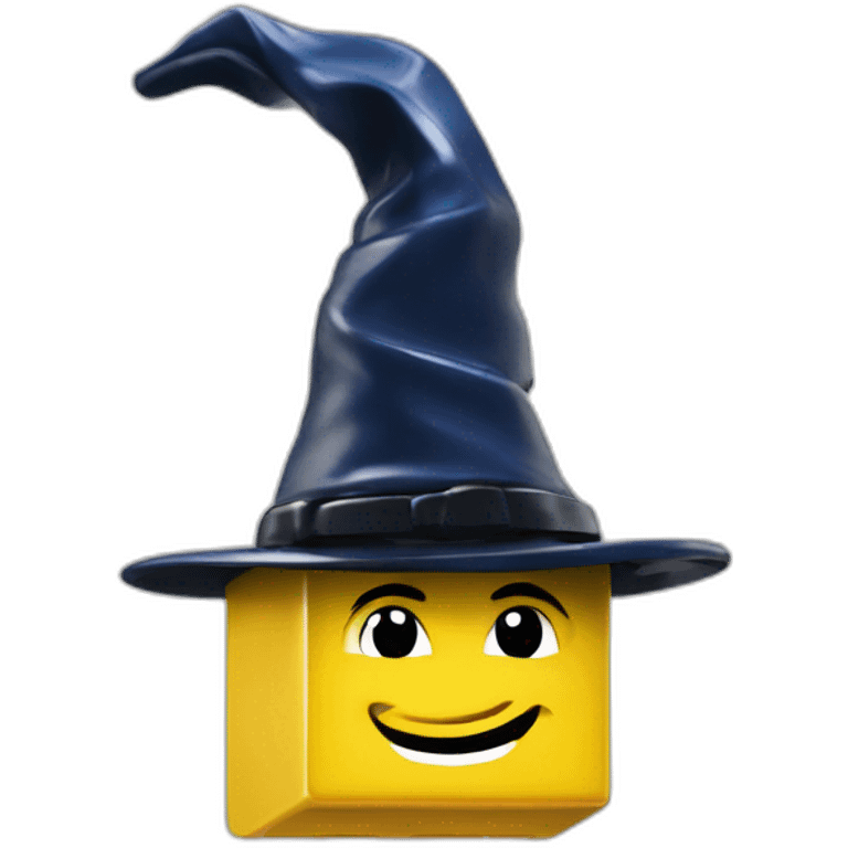 Lego brick on magician hat emoji