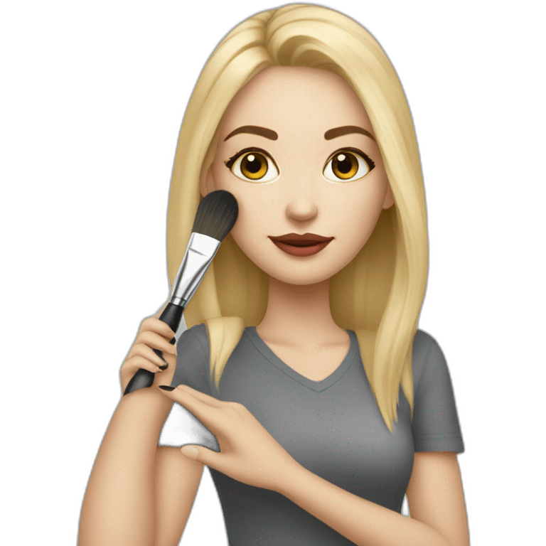 A makeup artist blonde girl with a makeup brush in her hand emoji