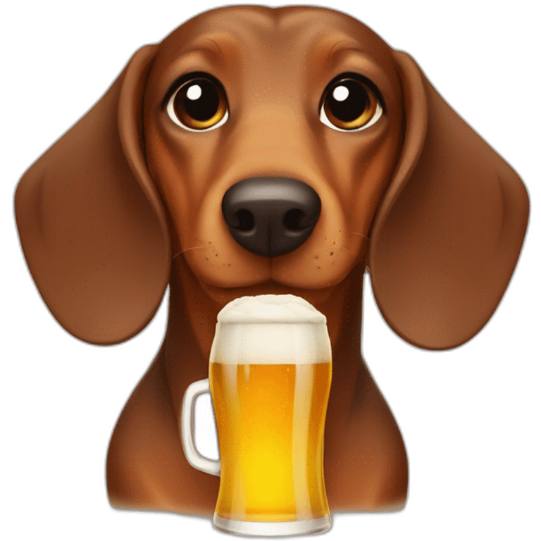 dachshund drinking a beer emoji