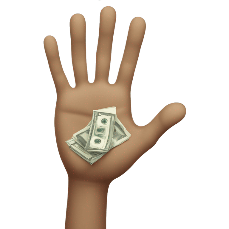 White teeager hand with money in hand emoji