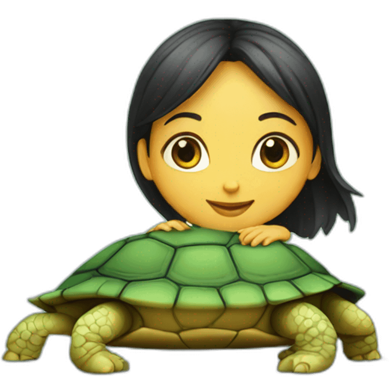 Girl on turtle emoji