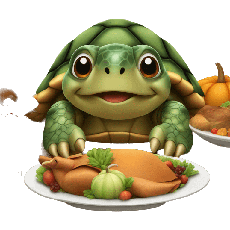 Turtle eating turkey for thanksgiving  emoji