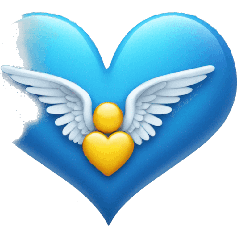 Blue heart with angel wings emoji