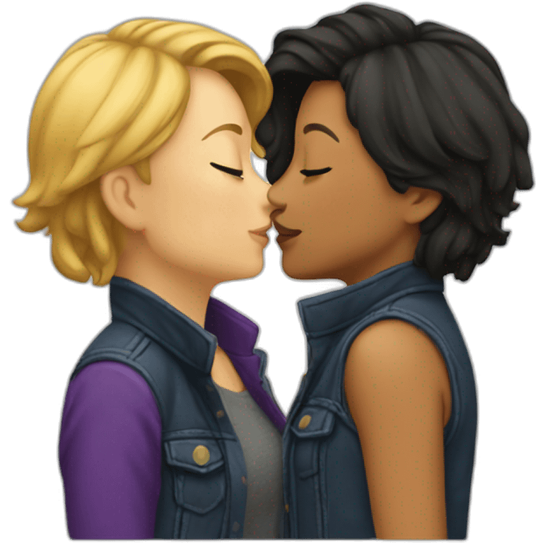 lesbians kiss emoji