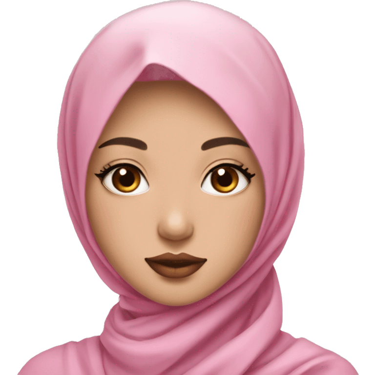 White skinned, pink lips, asian girl with pink hijab with pink peony emoji