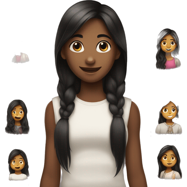 10 year old girl brown skin long black hair happy emoji