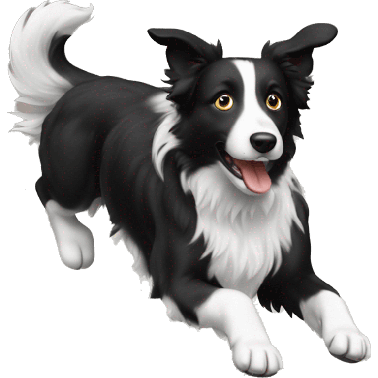 Anvil with border collie jumping over emoji