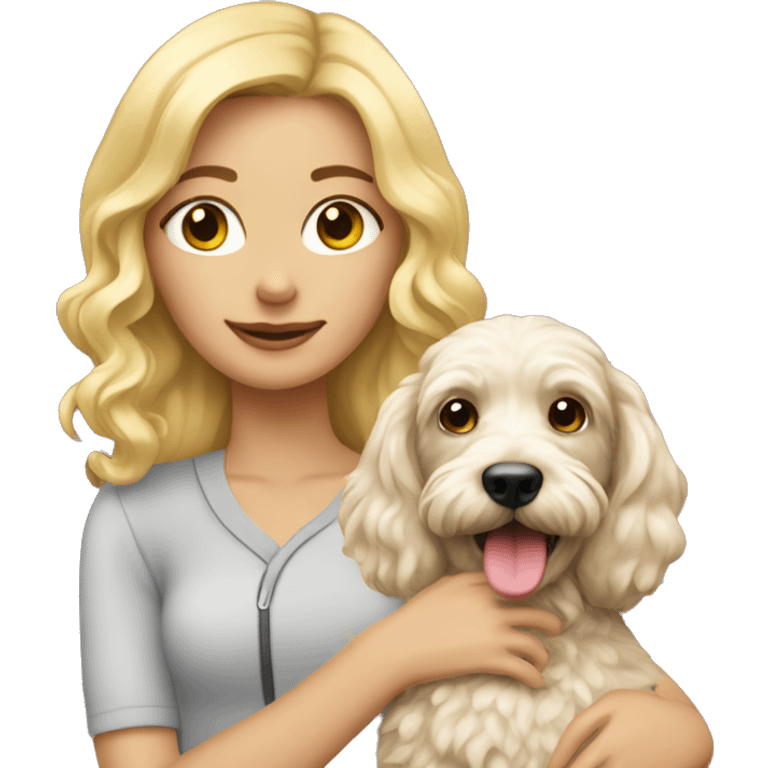 blonde girl with cockapoo emoji