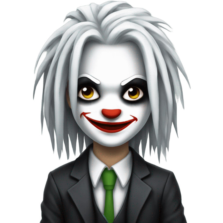 Joker dc girl, white face, black dreadlocks emoji