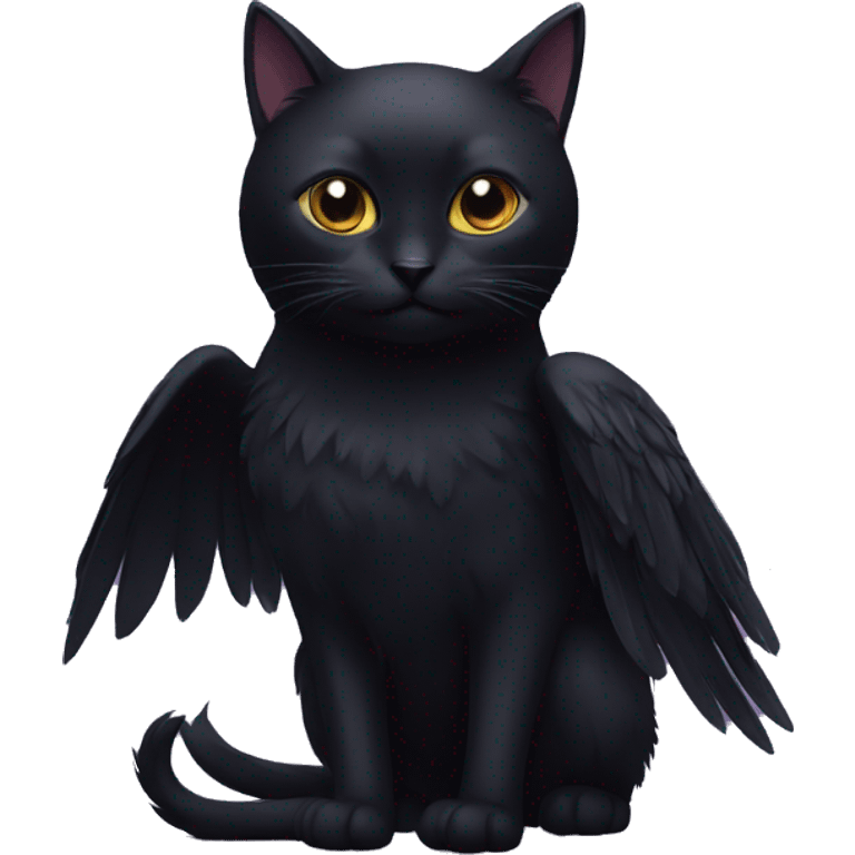 Black Cat With Raven Head And Raven Wings emoji