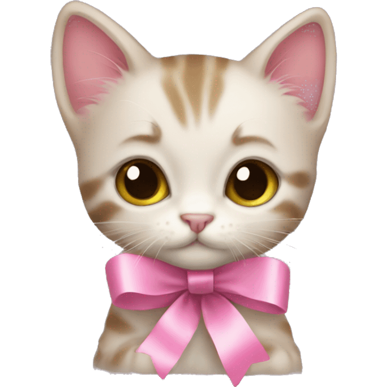 Kitten with pink ribbon emoji