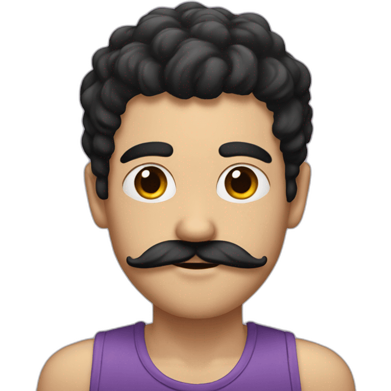 Man with a black square moustache and black patchy hair emoji