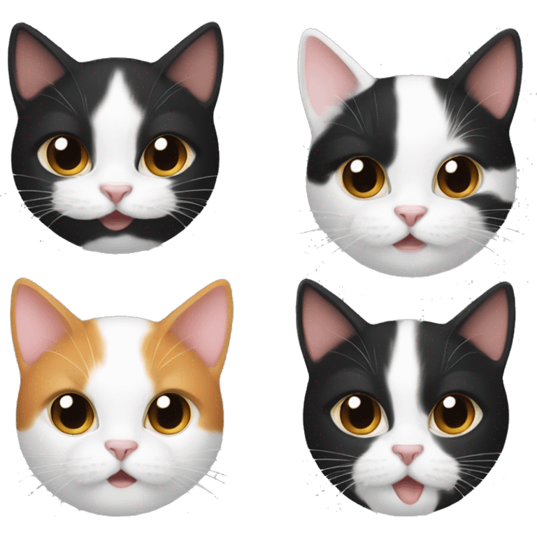 Christmas 3 white and black cats one black and white cat and a ginger small one emoji