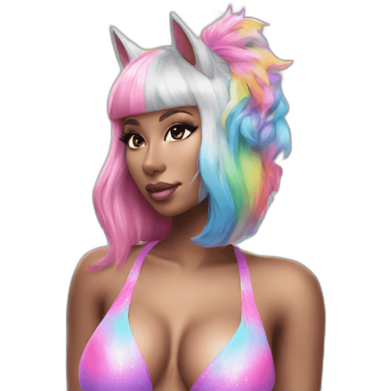 catgirl-nicki-minaj-with-rainbow-unicorn-swim-suit emoji