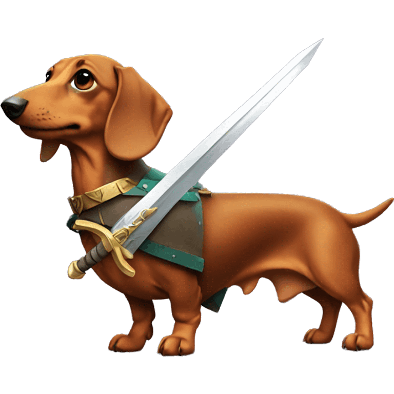 Dachshund with a Zelda sword  emoji