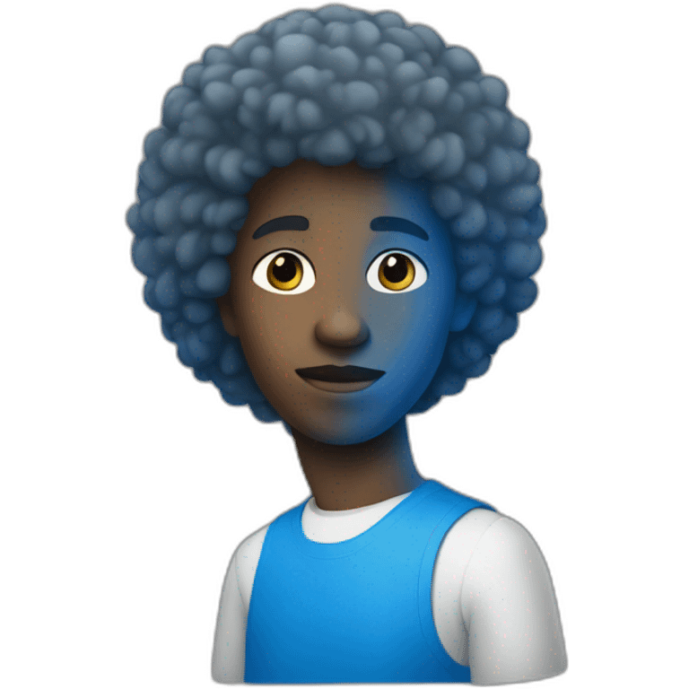 Un jeune homme français avec les cheveux bleu afro emoji