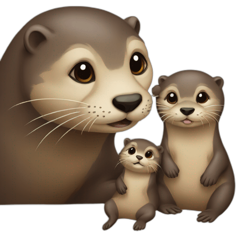 mother and daughter otter emoji