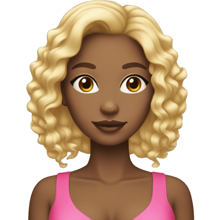 Black girl with blonde hair and pink coquette in her hair  emoji