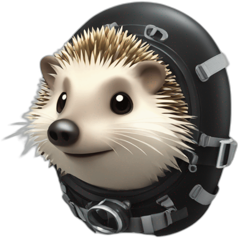 hedgehog in black rubber shiny diving suit emoji