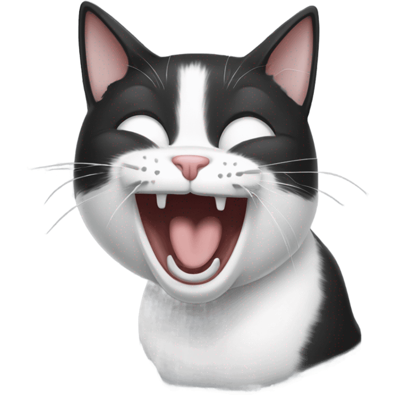 Black and white cat yawning emoji