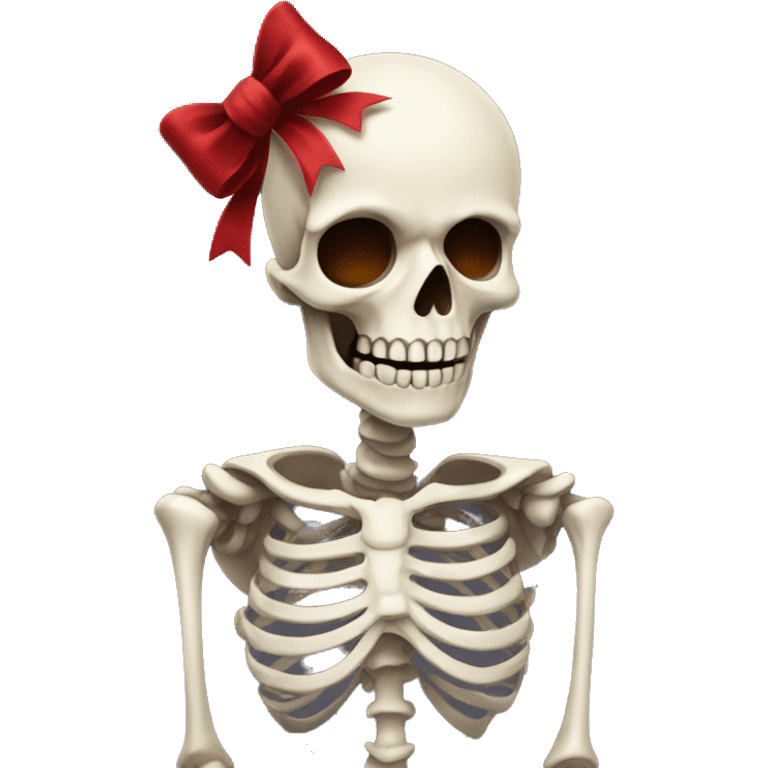 Cute skeleton w dark red bow on head emoji