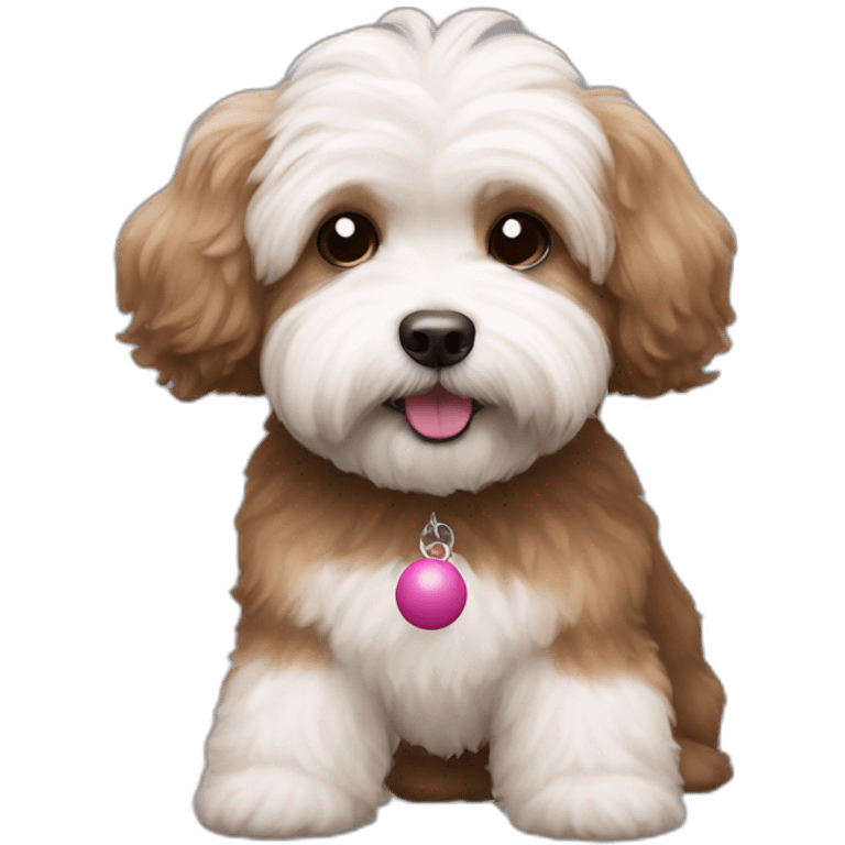 brown coloured dog bichon havanese  with the ball emoji