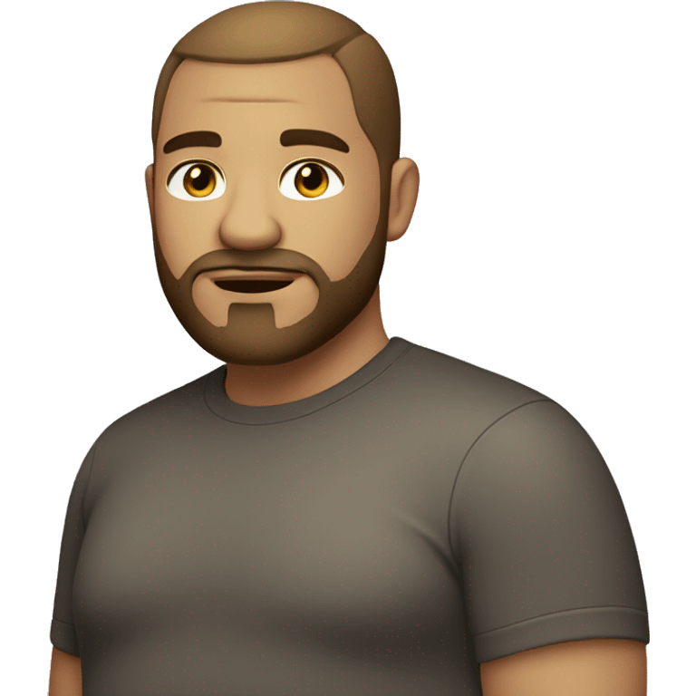 light brunette, with honey-colored eyes, little hair, with a beard and a little overweight emoji