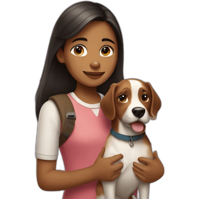 Girl with a russell dog emoji