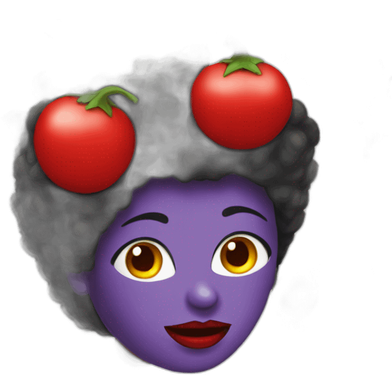 Female eggplant with black afro and red lips emoji