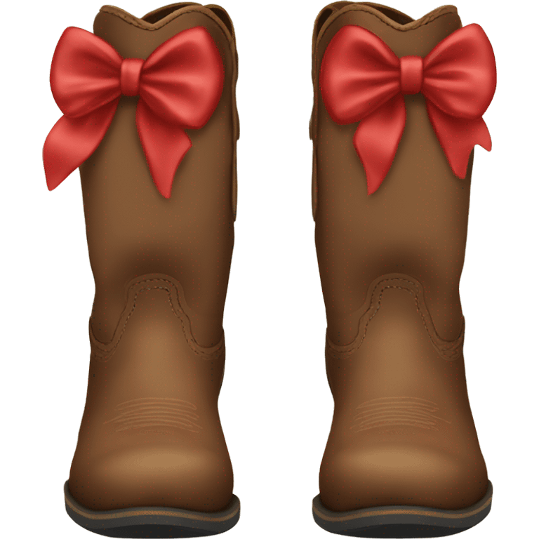 Brown cowgirl boots red bow emoji