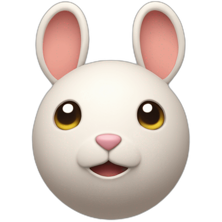 3d sphere with a cartoon playful clay Rabbit skin texture with abashed eyes emoji