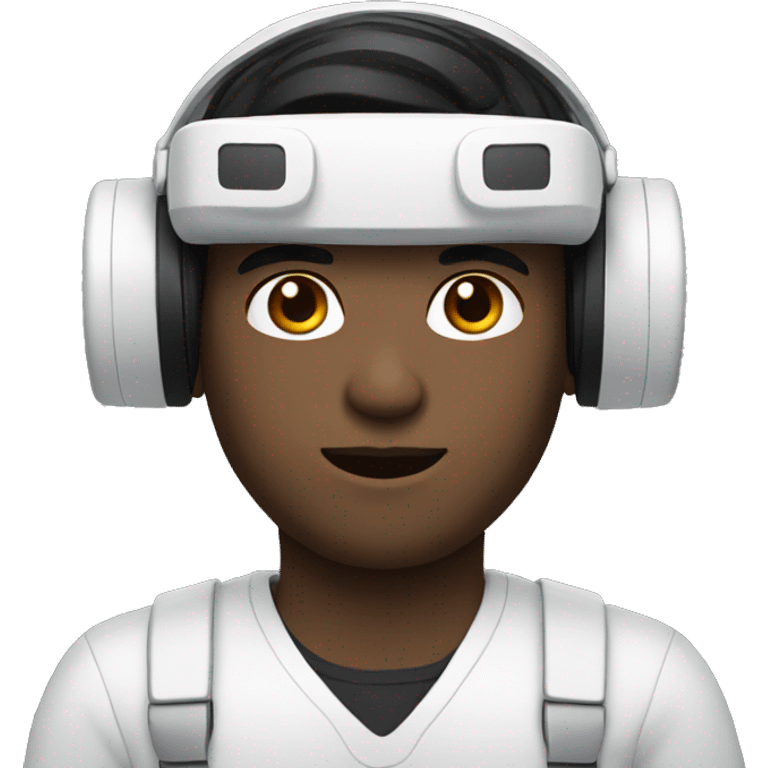 White man with black hair wearing white vr  emoji