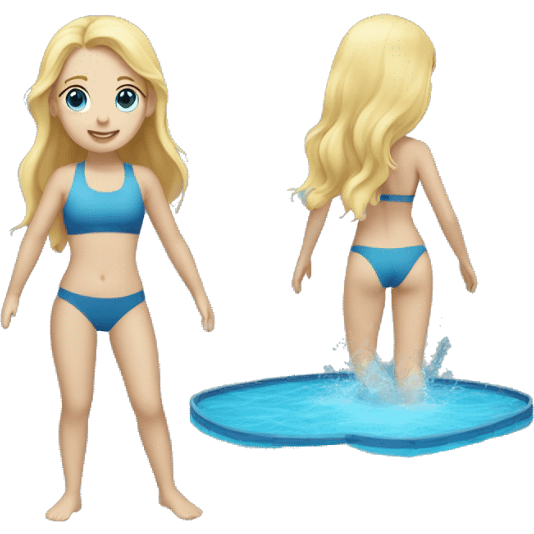 girl swimming blonde hair blue eyes full body with flippers emoji