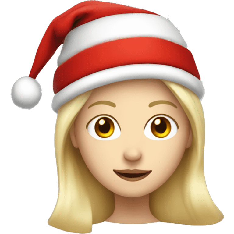 White lady with blonde hair and Santa hat emoji