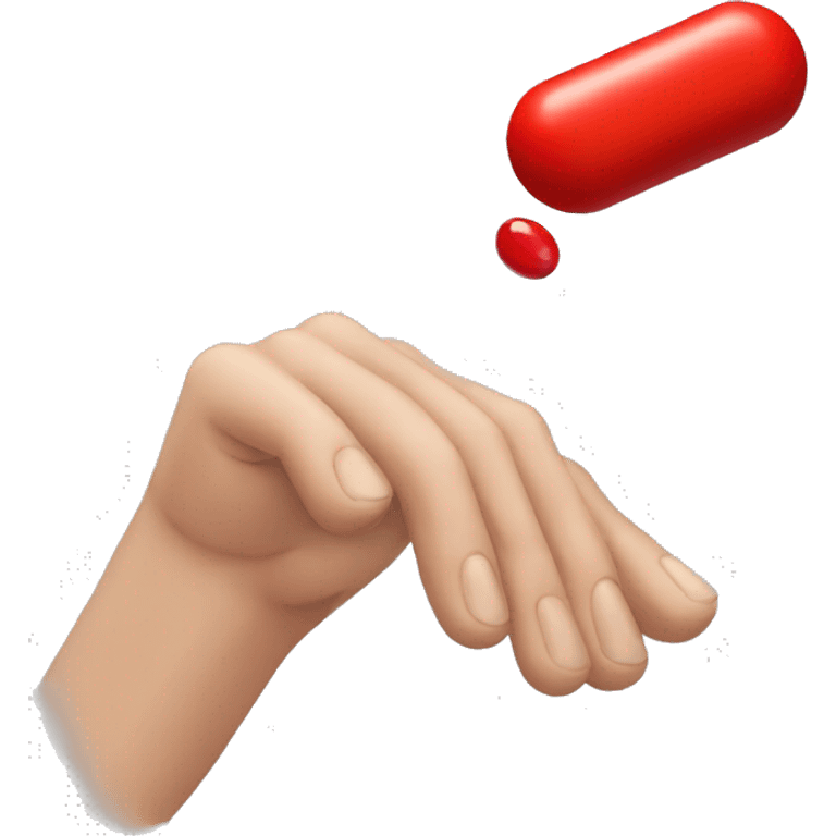 hand grabbing a red capsule emoji