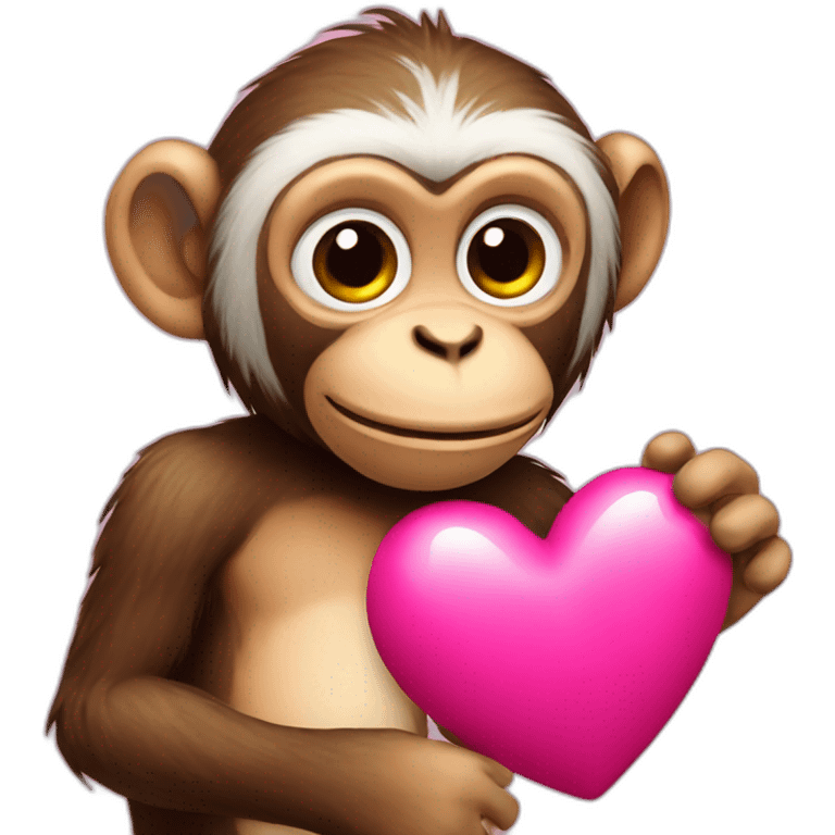 monkey holding pink heart icon emoji