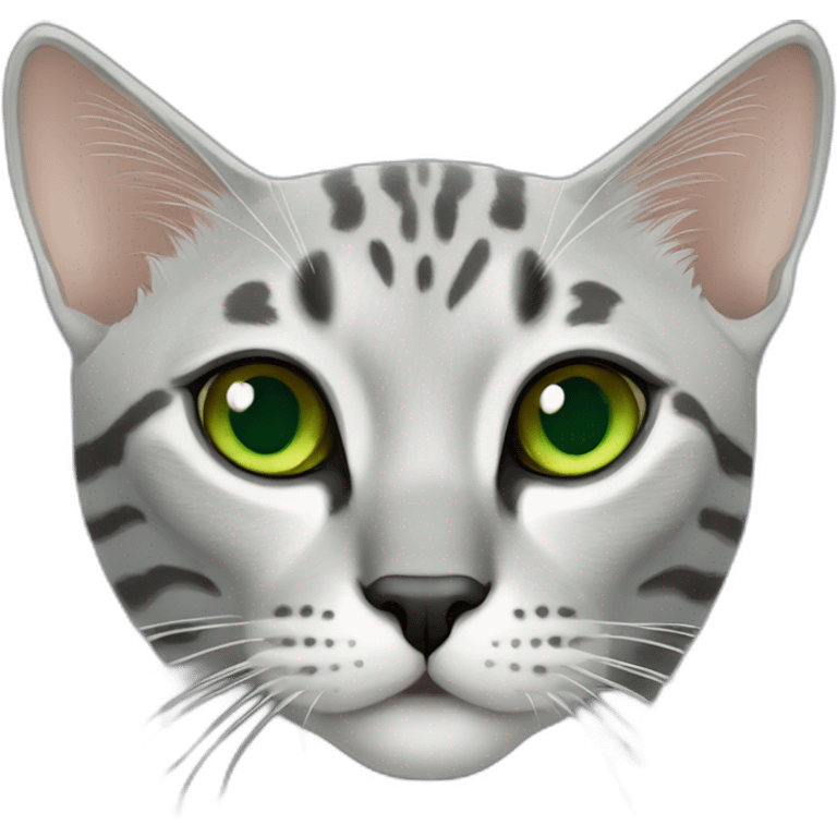 Egyptian Mau cat with green eyes emoji