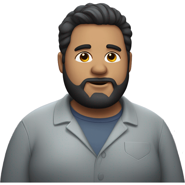 Fat man with beard and dark hair side parting emoji