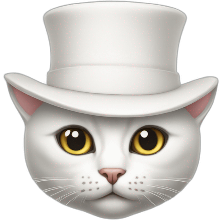 White cat with cup hat emoji